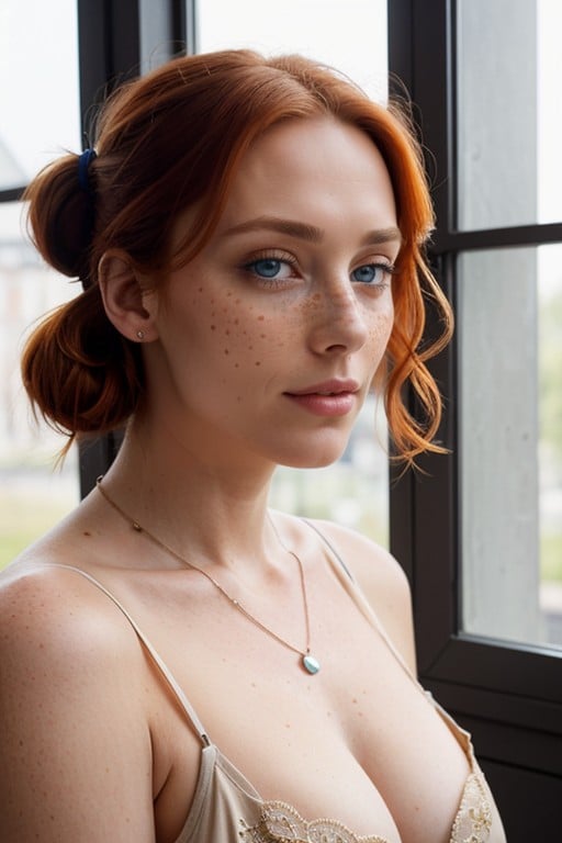 Necklace, Freckles, Window With View Shemale AI Porn