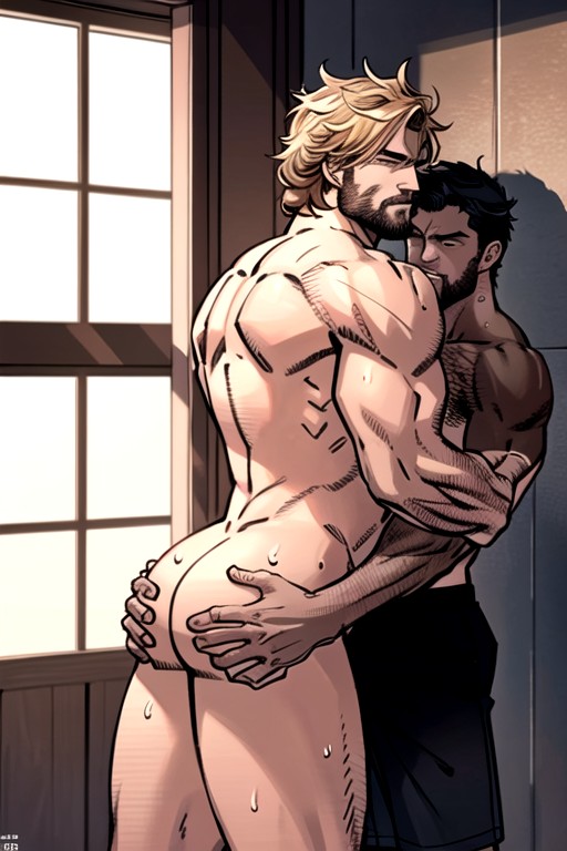 Half Closed Eyes, Doggy Style, Precum On Cock AI Gay Porn