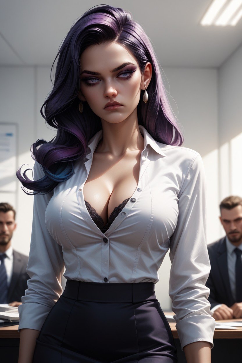 Cleavage, Woman Is The Only Thing With Color In The Image, Unbuttoned人妖AI色情