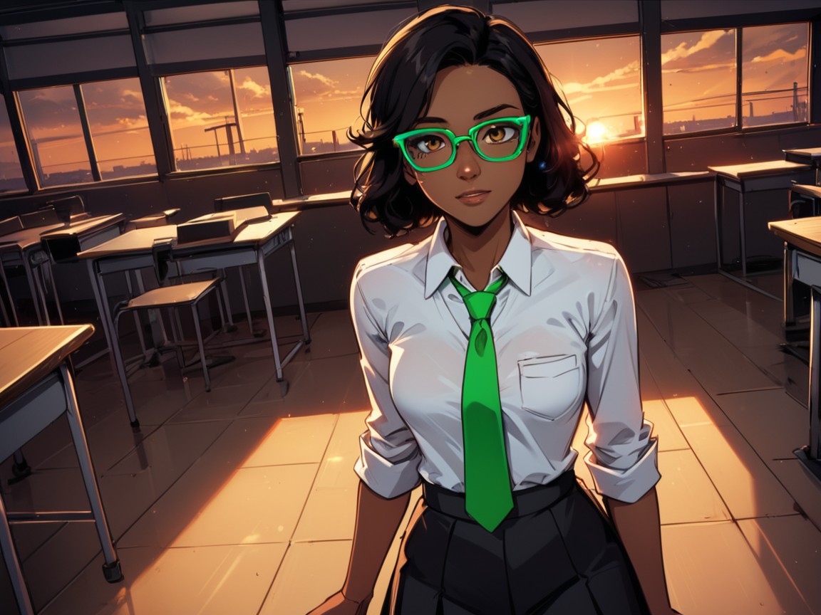 Noir, Plaid Office Accesories, Energetic Face Latina AI Porn