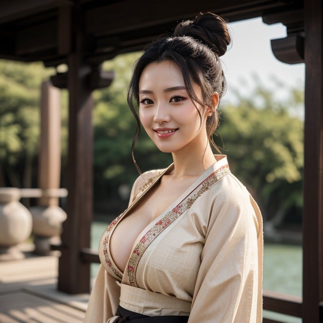 Hair Bun, Large Breasts, Large Ass쉬메일 AI 포르노