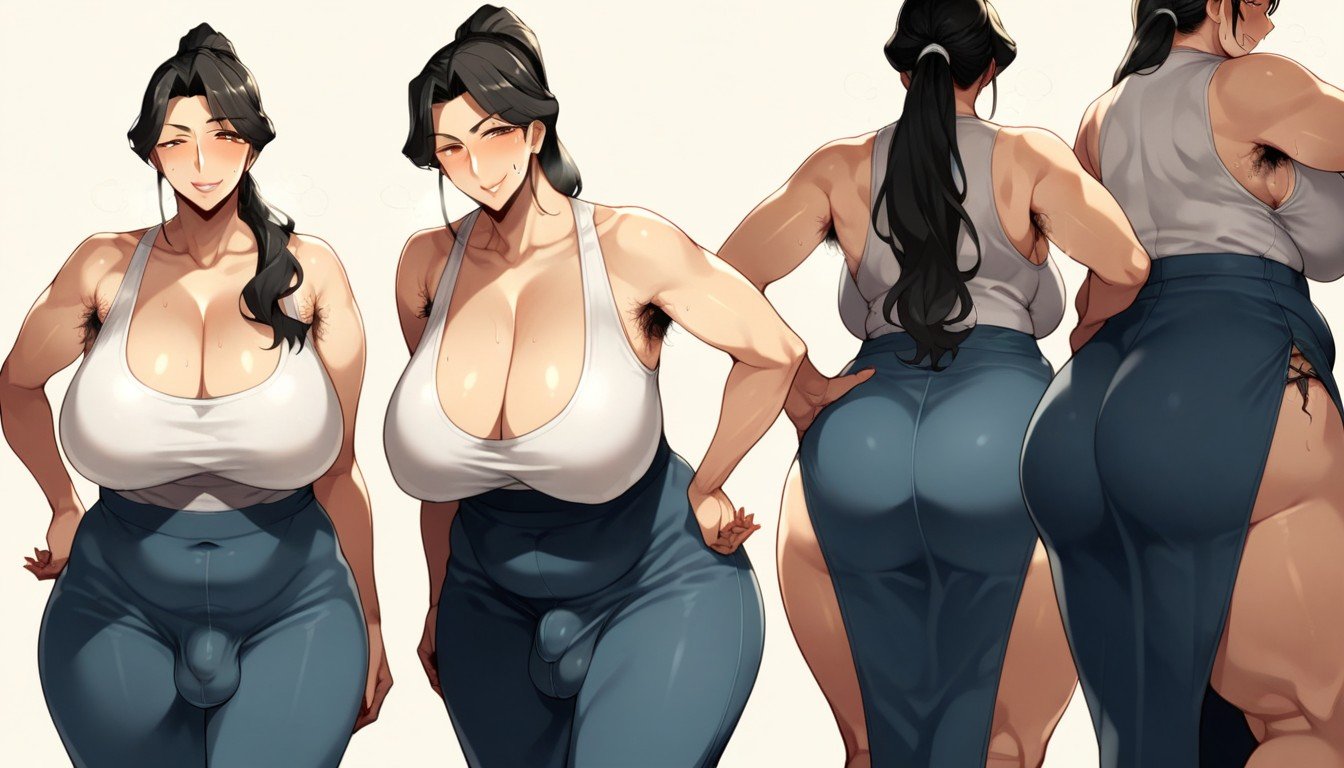 Huge Breasts, 乳沟, Ponytail人妖AI色情