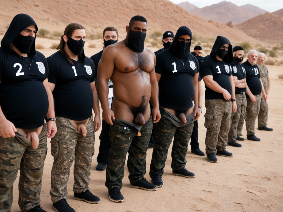 Show Balls, Masked Faces, Dark Skin AI Gay Porn