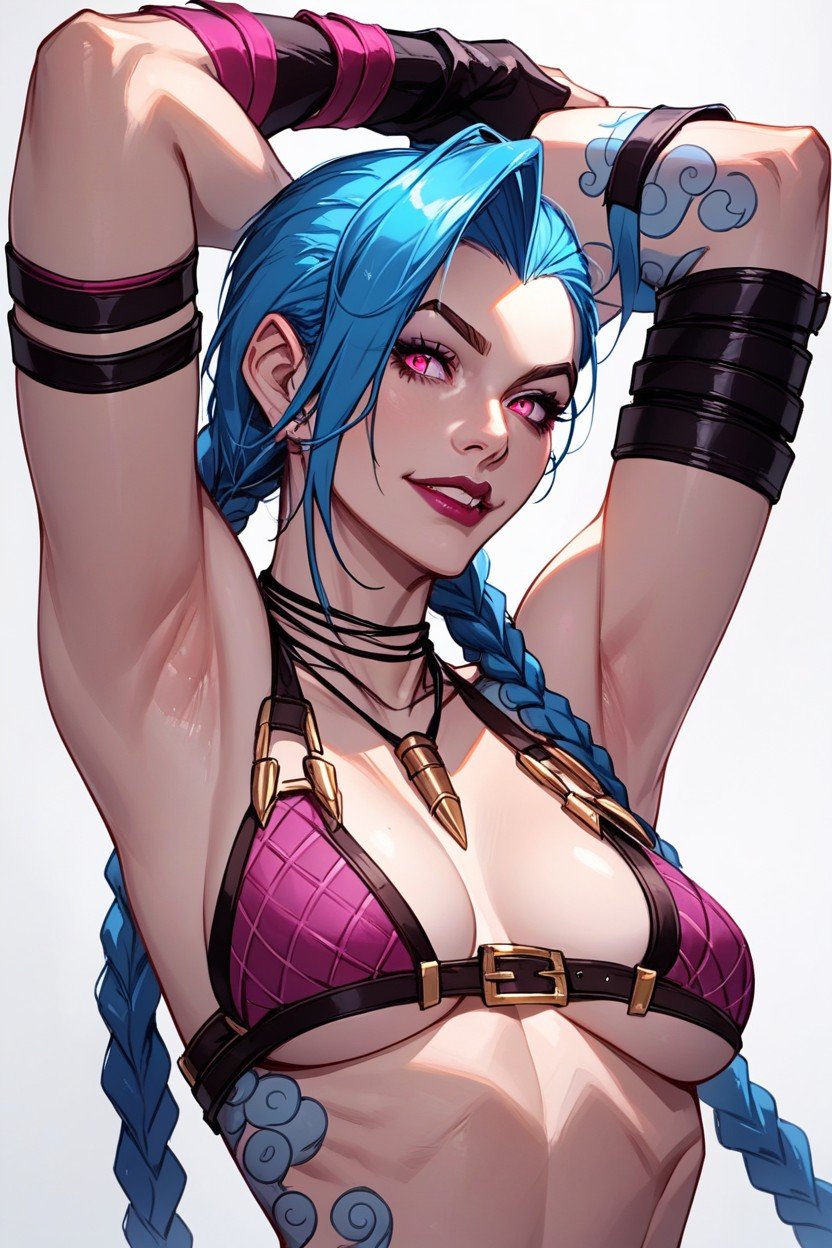 Jinx From League Of Legends, Fermer, Bras En L'airPorno IA transsexuelle