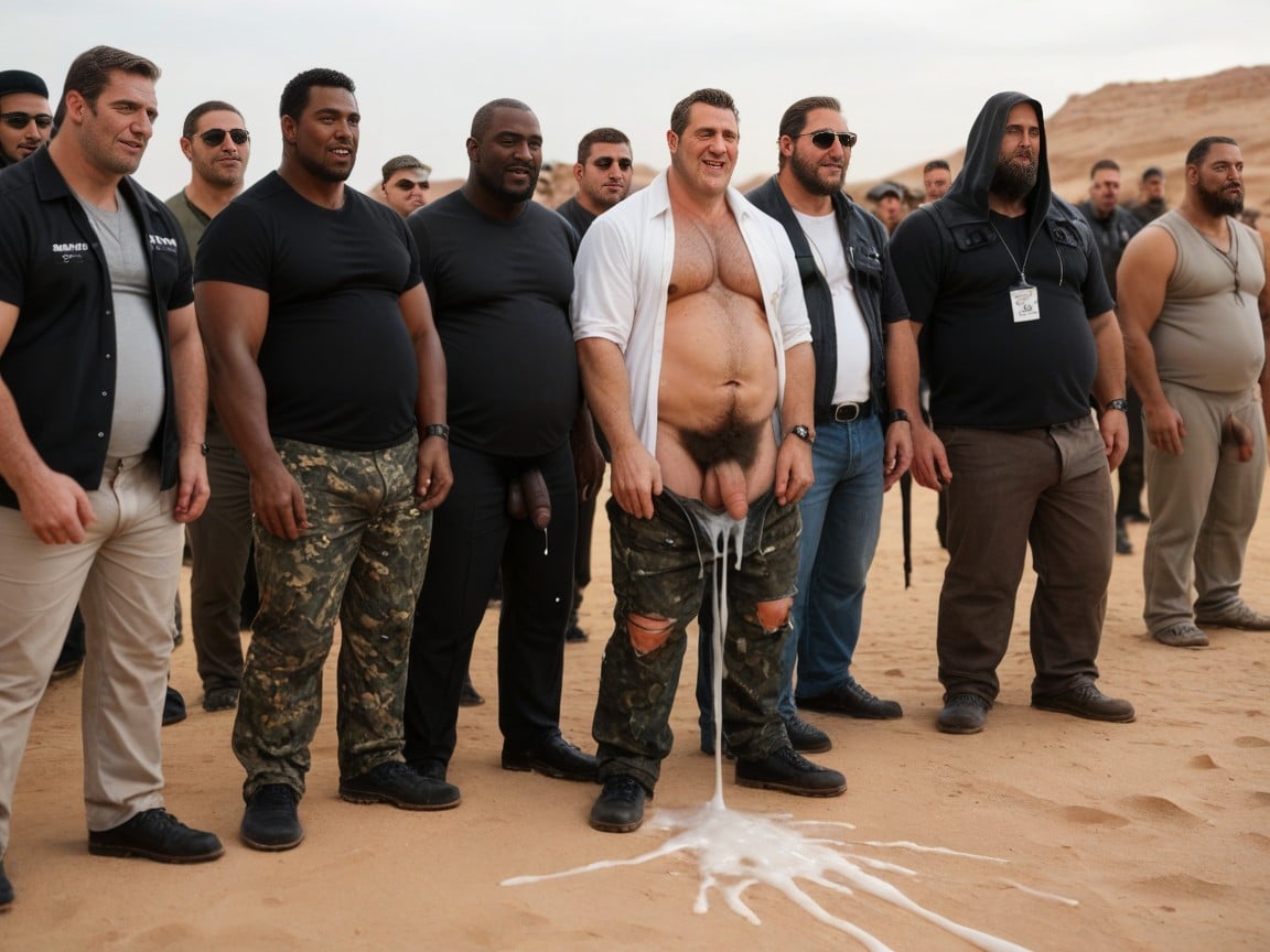 Balls Out Of Fly, Puddles Of Cum On The Ground, Mouth Agape AI Gay Porn
