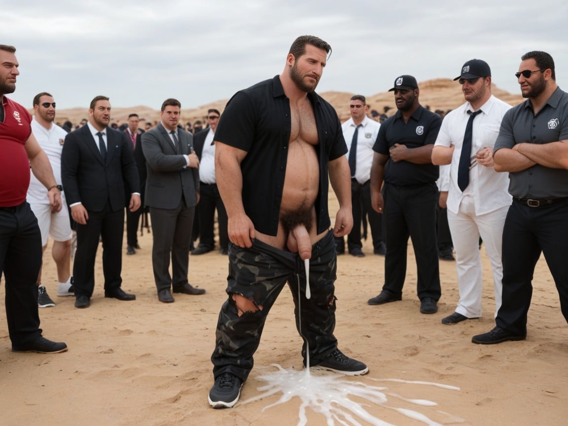 Hairy Chest, Lot Of Bearded Blacks On The Background, Huper Pubes Growth AI Gay Porn