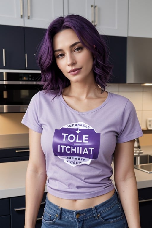 Full Body, Purple Hair, Small Breast Shemale AI Porn