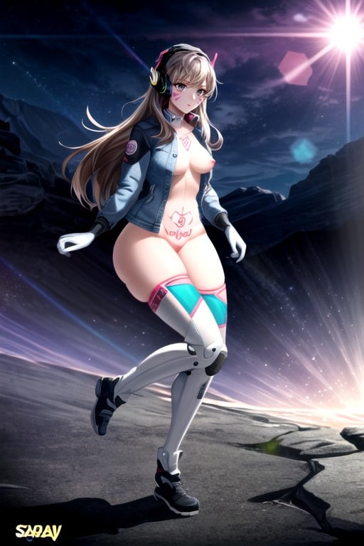 Muscular, D'va (overwatch), Open Clothes Hentai AI Porn