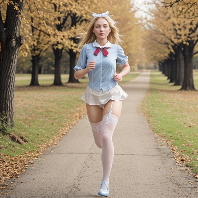 Light Blue Shoes, White Cotton Thights Stockings, White Bow In Hairsites.postSEOTitles