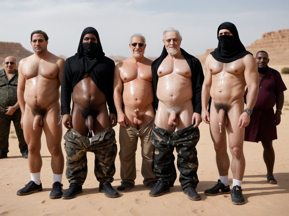 Showing White Underpants, Military, Black Headscarfs AI Gay Porn