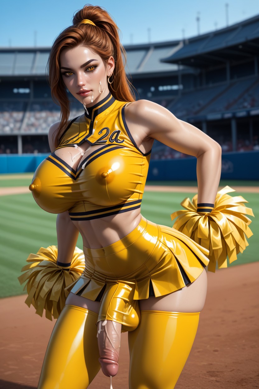 Jumping Cheerleader, En Forme, Orgasm Look Porno IA transsexuelle