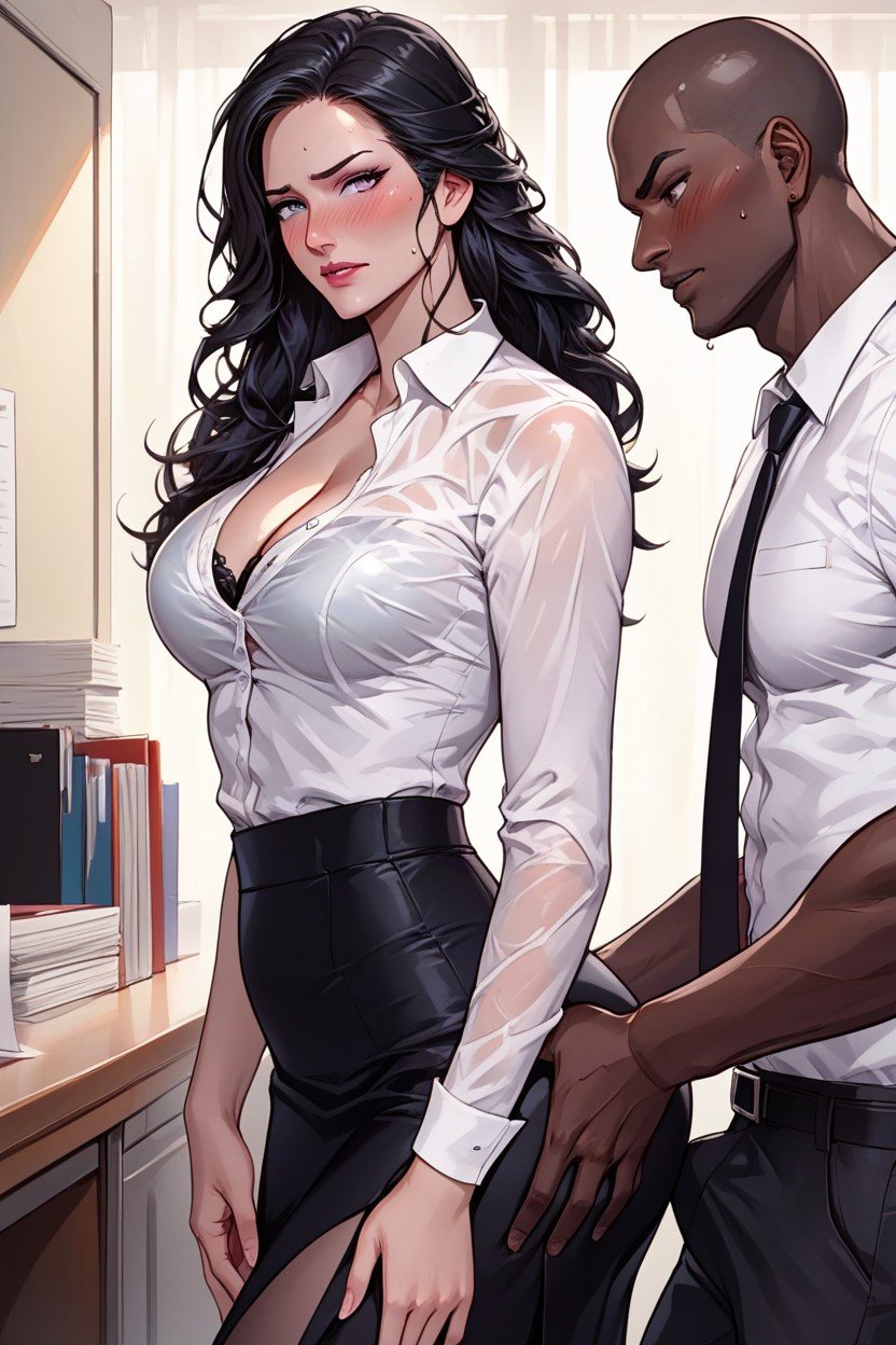 Office, Big Thigh, Interracial Shemale AI Porn