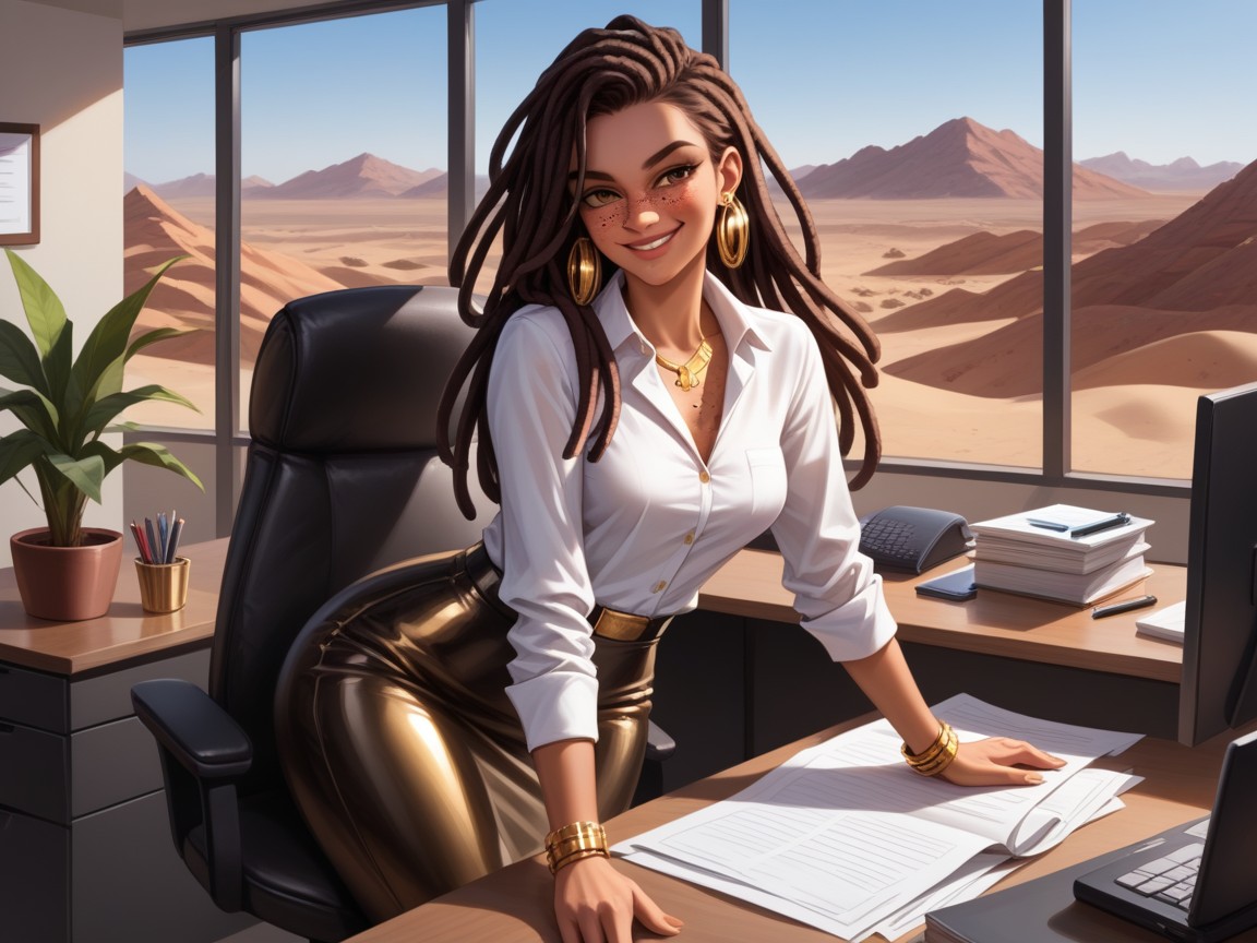 Sleek Legs, Rounded Chest Width, Office Pants Hentai AI Porn