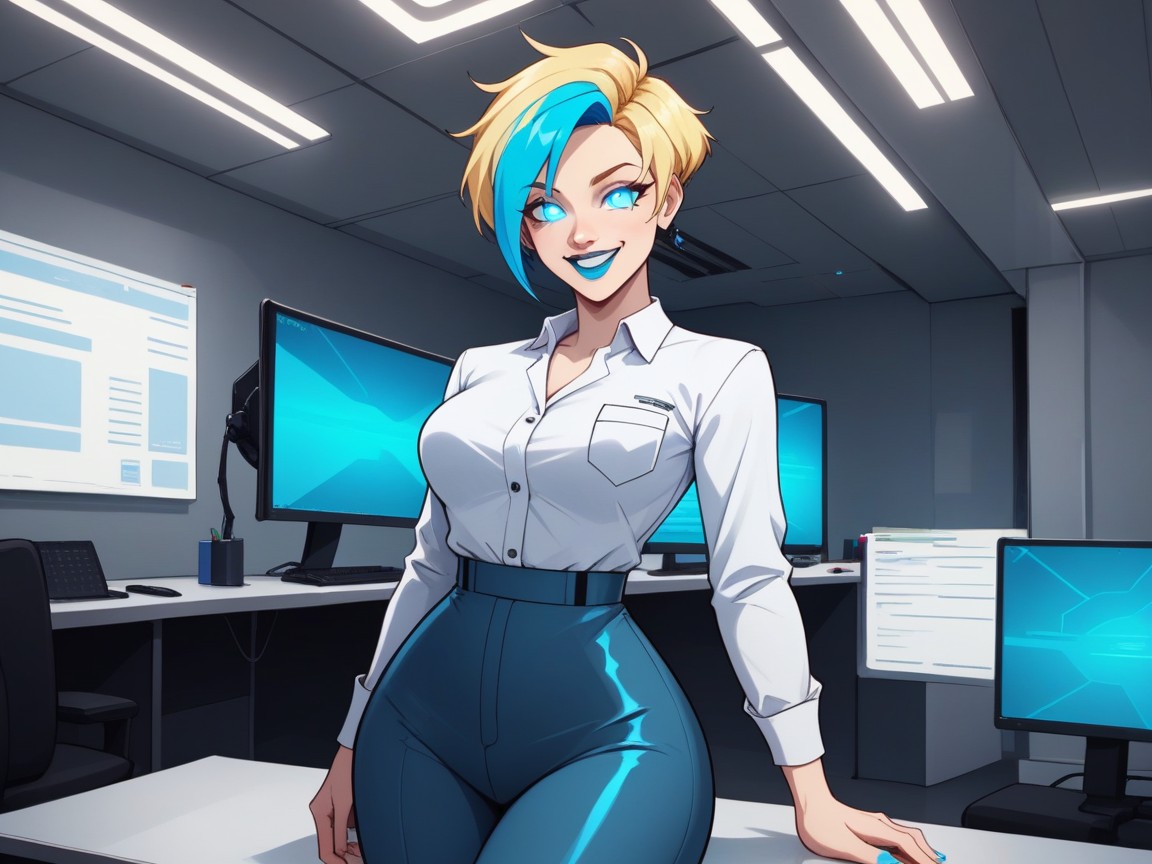 Office Shirt, Sloped Shoulders, Office AI Porn