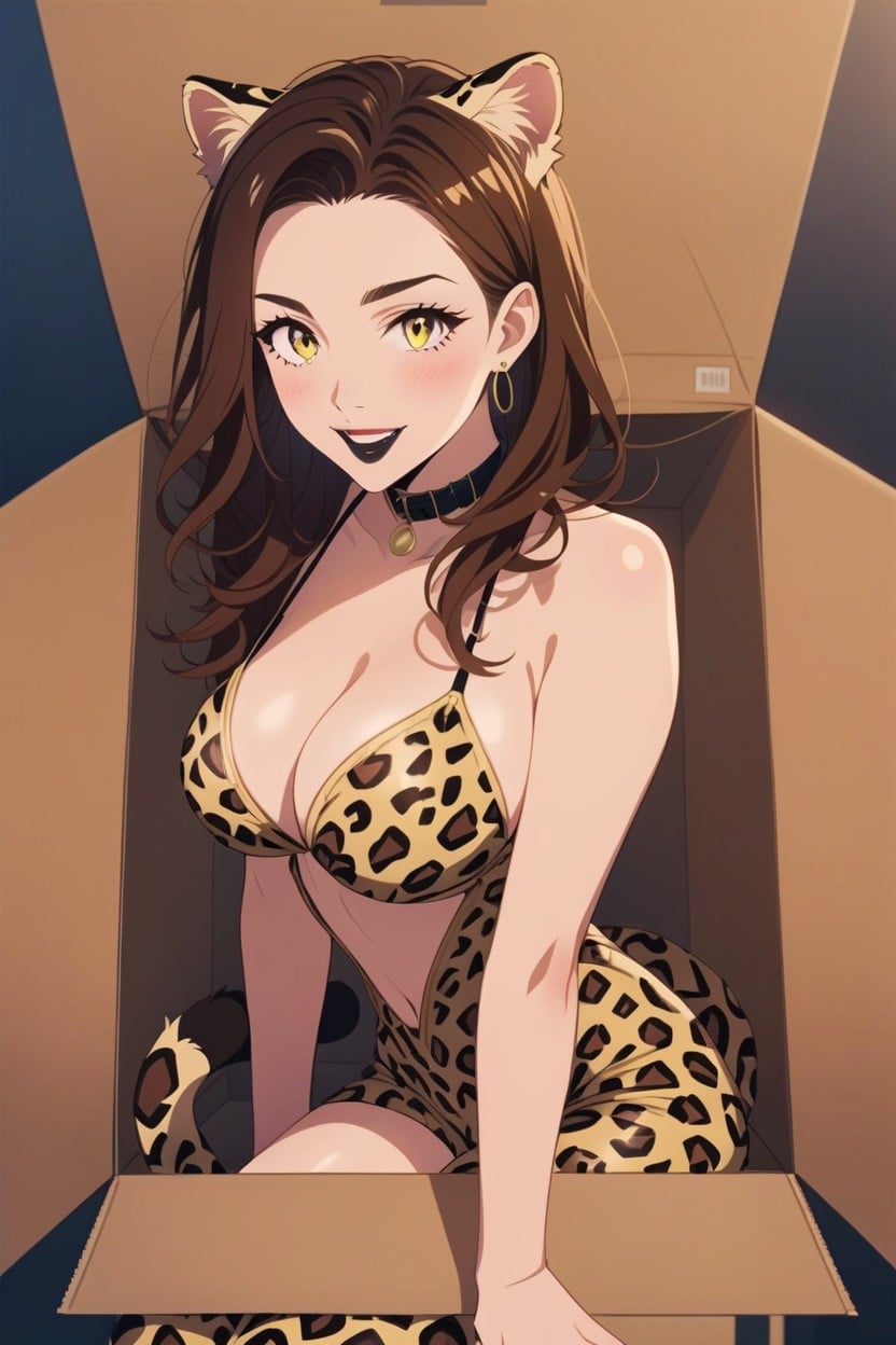 Leopard Print, Dark Skin Brown, Black Nails Hentai AI Porn