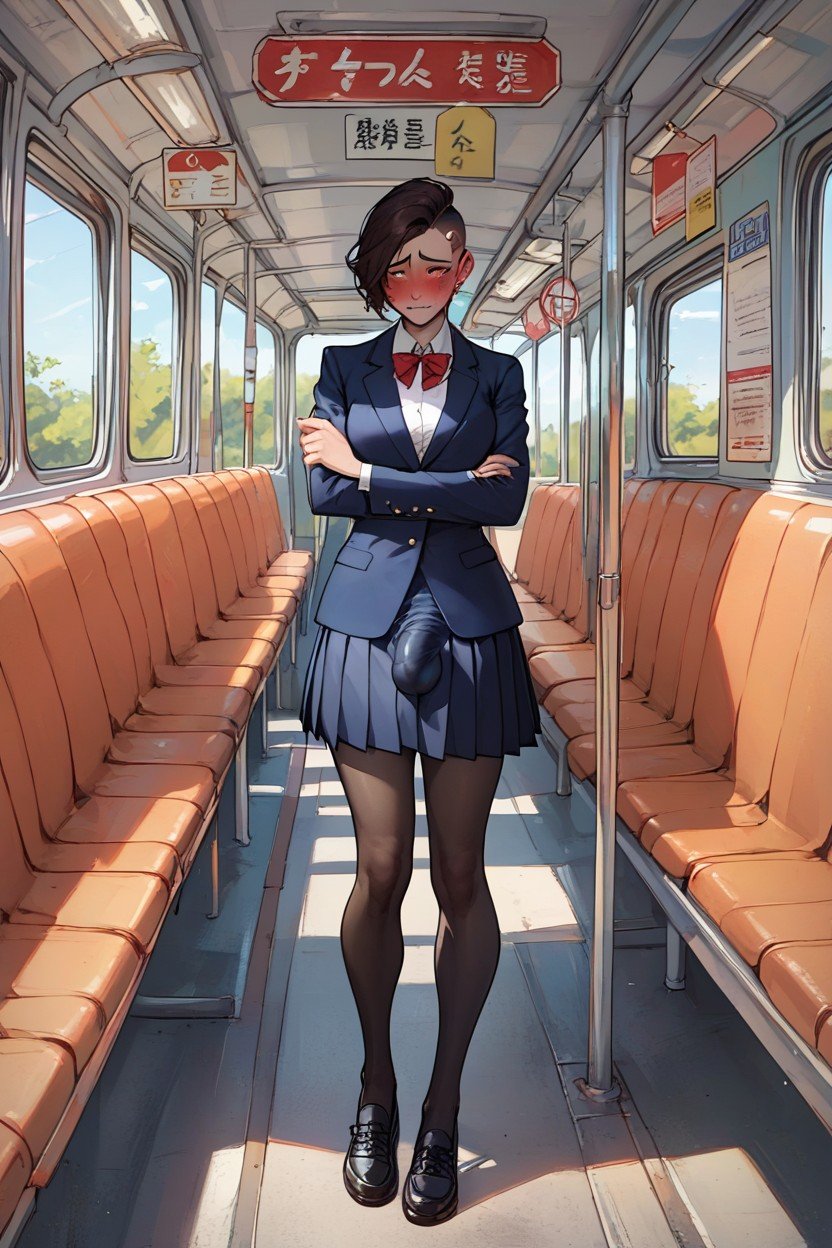 Black Shoes, Bus Stop, Tall Furry AI Porn