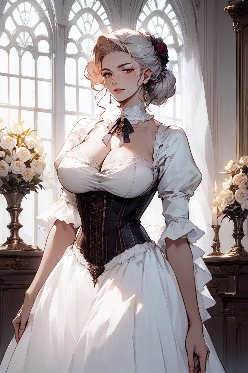 Victorian Princess, A Magnificent Victorian Marquise Dress With A Corset From The Time Of Marie Antoinette, Large BreastsPorno IA Hentai