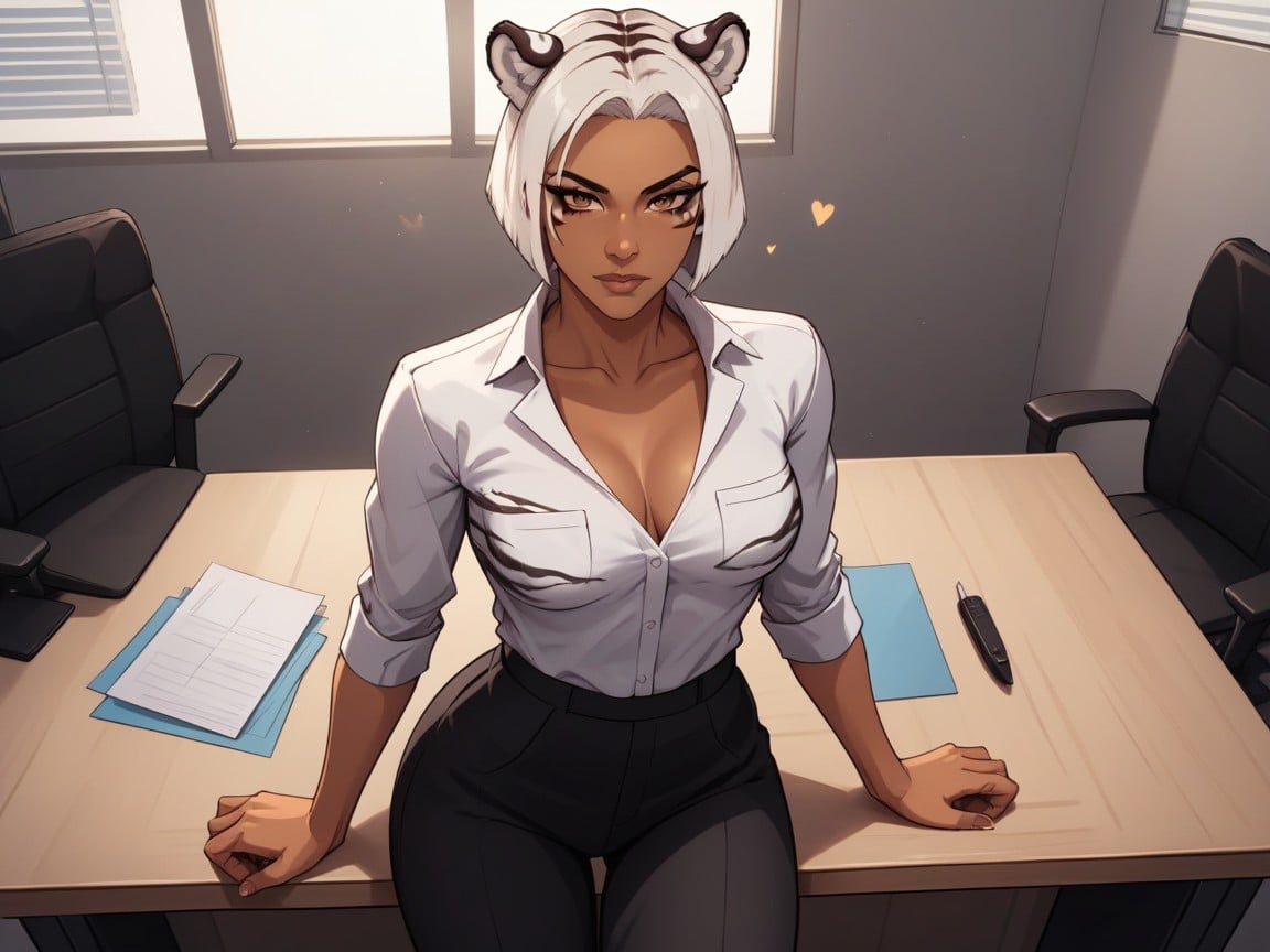 White Hair, Wide Proportionate Waist, Squared Chest Width AI Porn