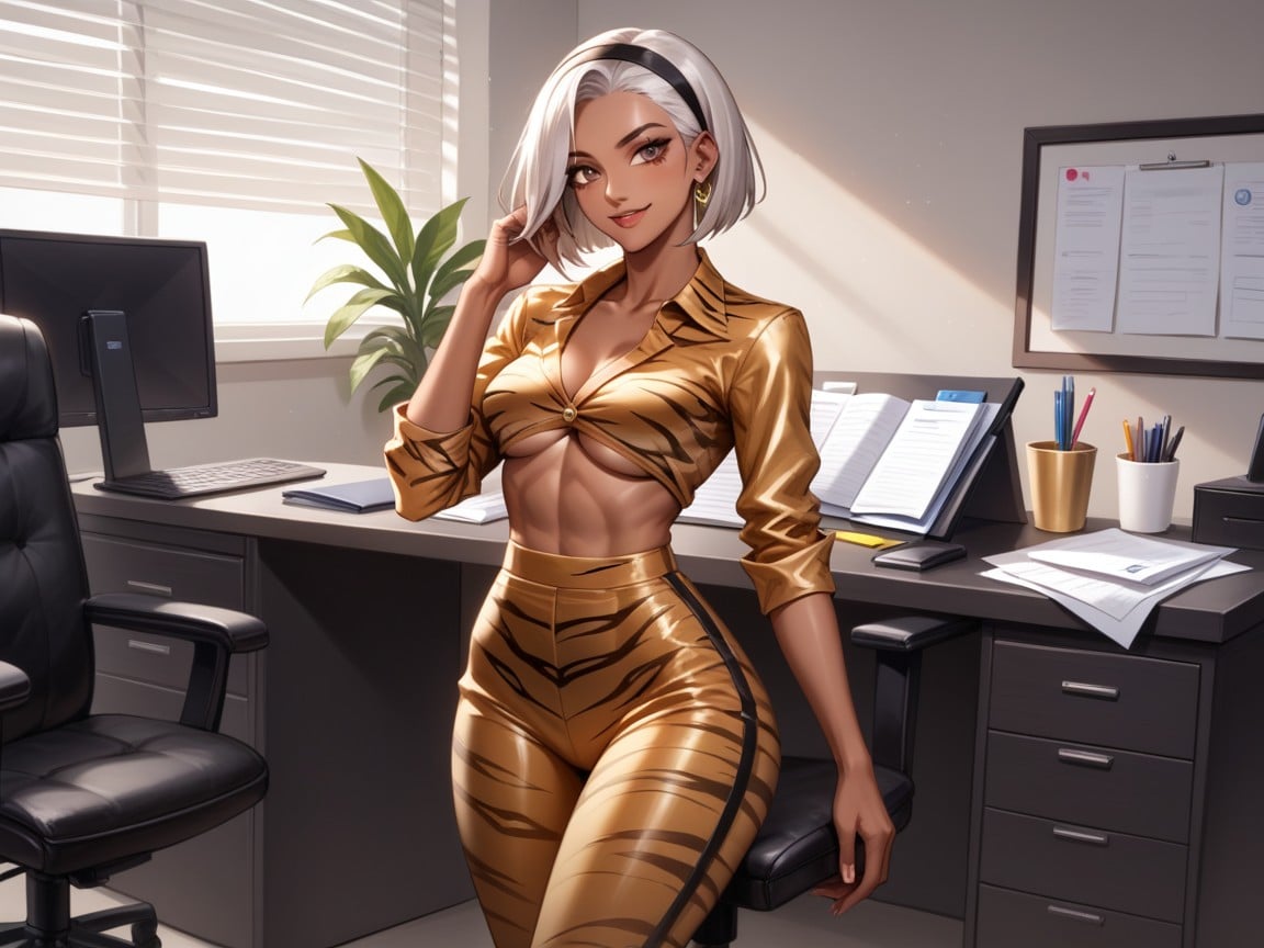 Office Background, Low Torso Height, High Color Saturation Hentai AI Porn