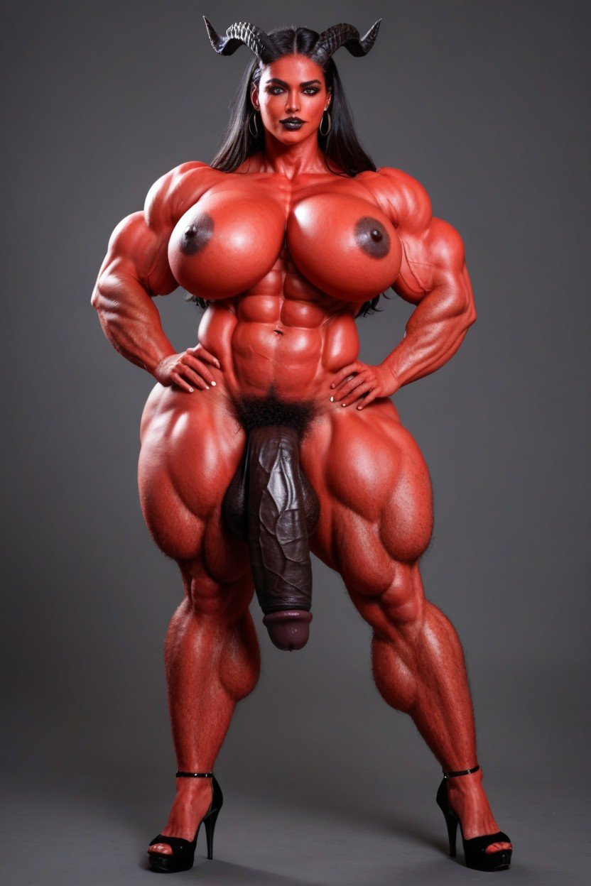 Heels, Bodybuilder, Flaccid Gigantic Black Cock人妖AI色情