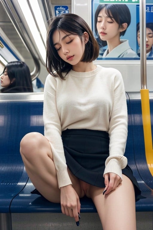 Spread Legs, White Shirt, Hands Behind BackニューハーフAIポルノ