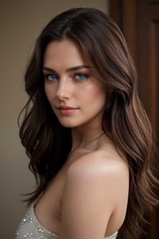 Full Body, Brunette, Blue Eyes Shemale AI Porn