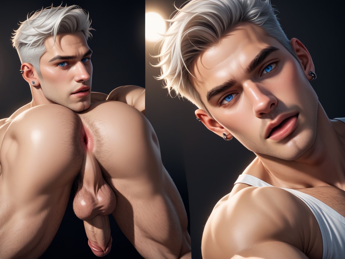Lying, Handsome, Detailed Face AI Gay Porn