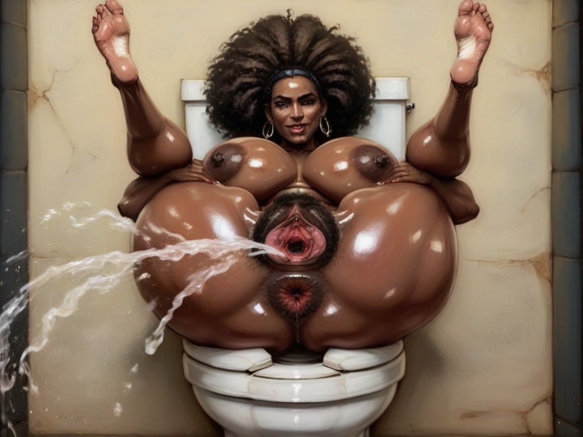 Happy Face, Massive Squirting Pussy, Thick Pubic Hair AI Porn