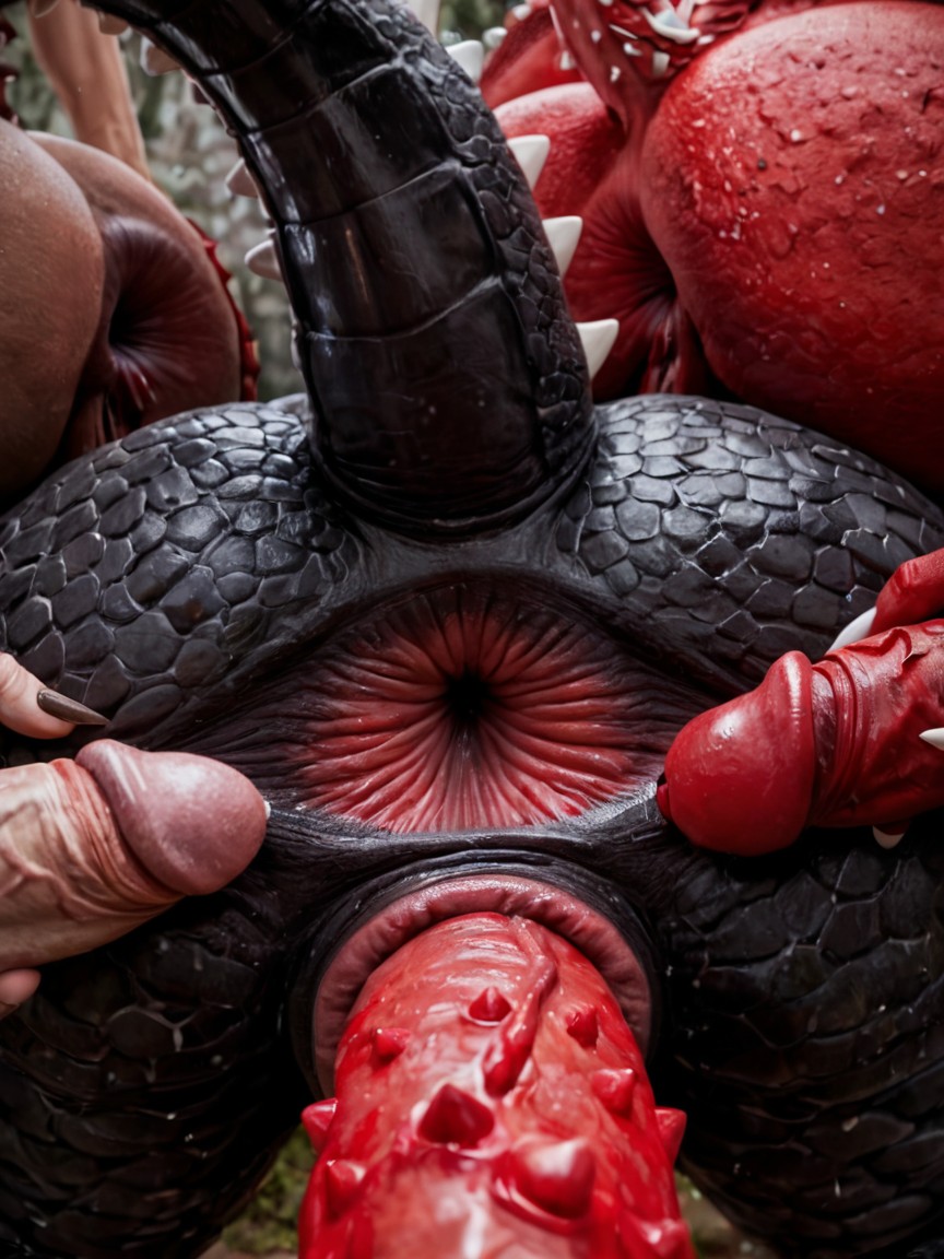 Ultra Realistic, Ultra Focus On Anus, Spikes Penis Tail In Anus AI Porn