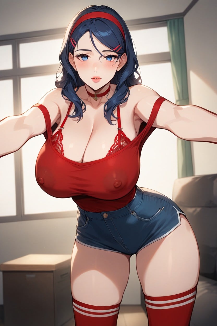 Bending Over, Green Tent, Form Fitting Clothes Hentai AI Porn