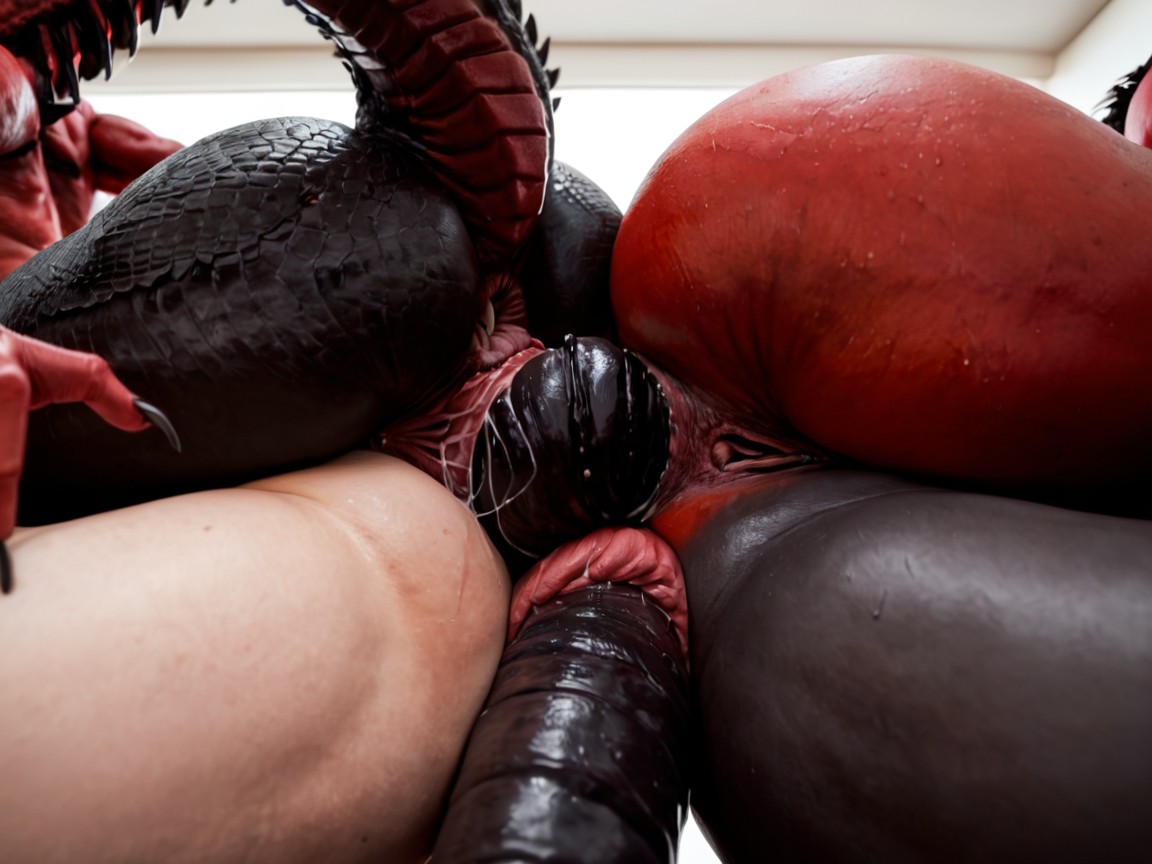 Pushing Giant Black Barbed Huge Ovipositor Into Anus, High Resolution, Extreme Detail AI Porn