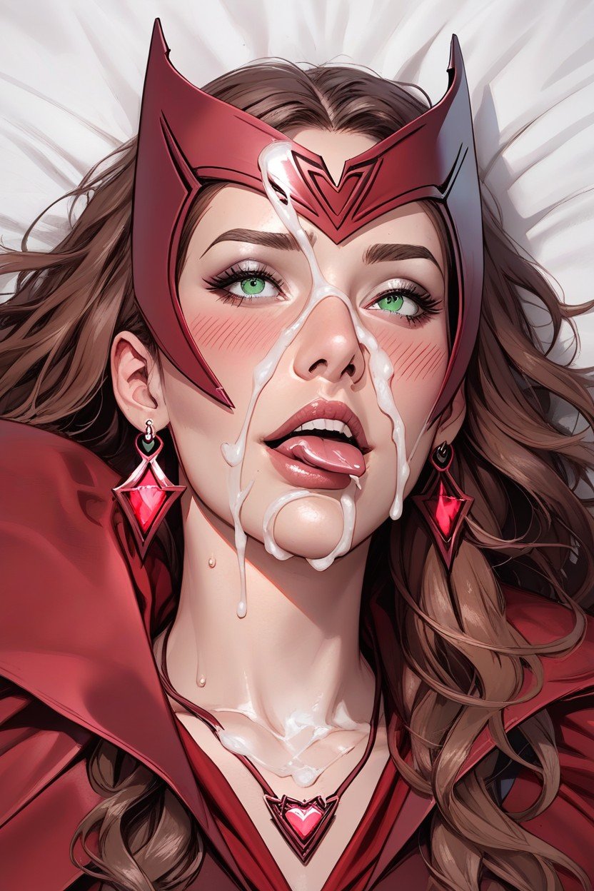 Magical Necklace, Scarlet Witch From Marvel Comics, Blushing Travesti IA Pornô