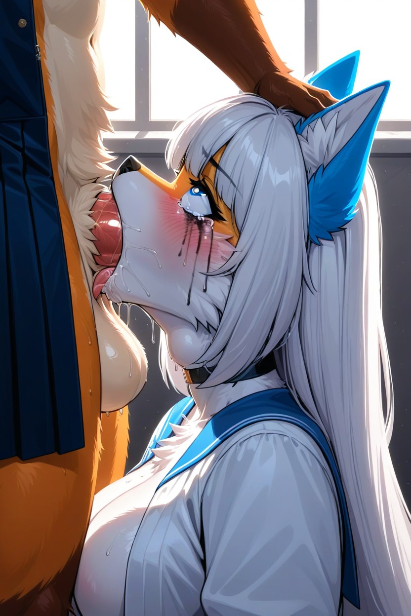 Thick Penis, Tears, Smeared Makeup Furry AI Porn