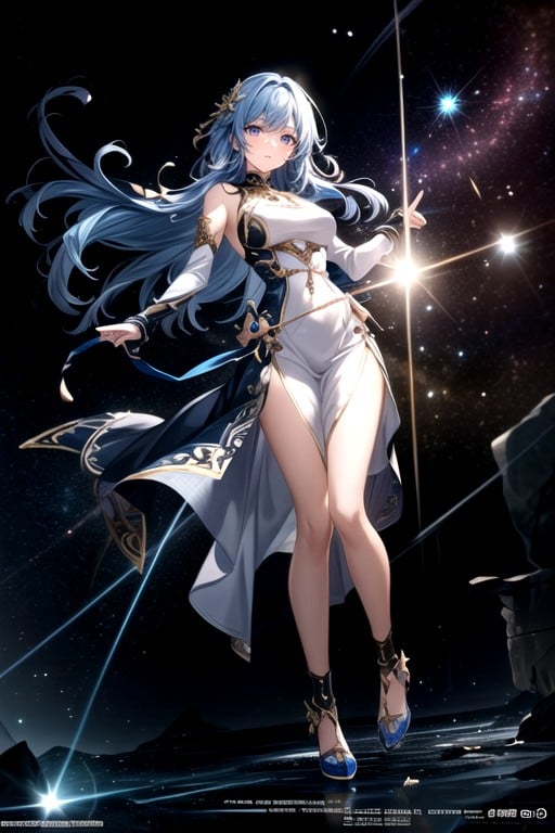 Space, Midnight Blue Hair, Ultra DetalladoHentai IA