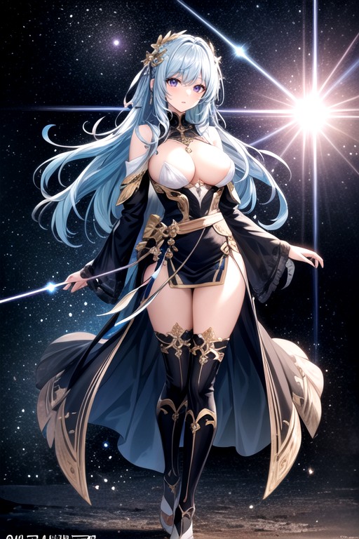 Space, Pelo Azul, Dark Blue HairHentai IA