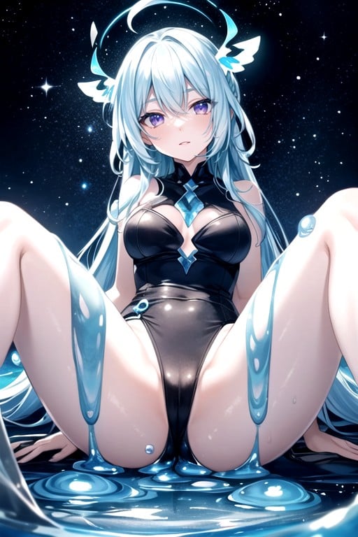 Slime Girl, Soft Violet Eyes, Stars Hentai AI Porn