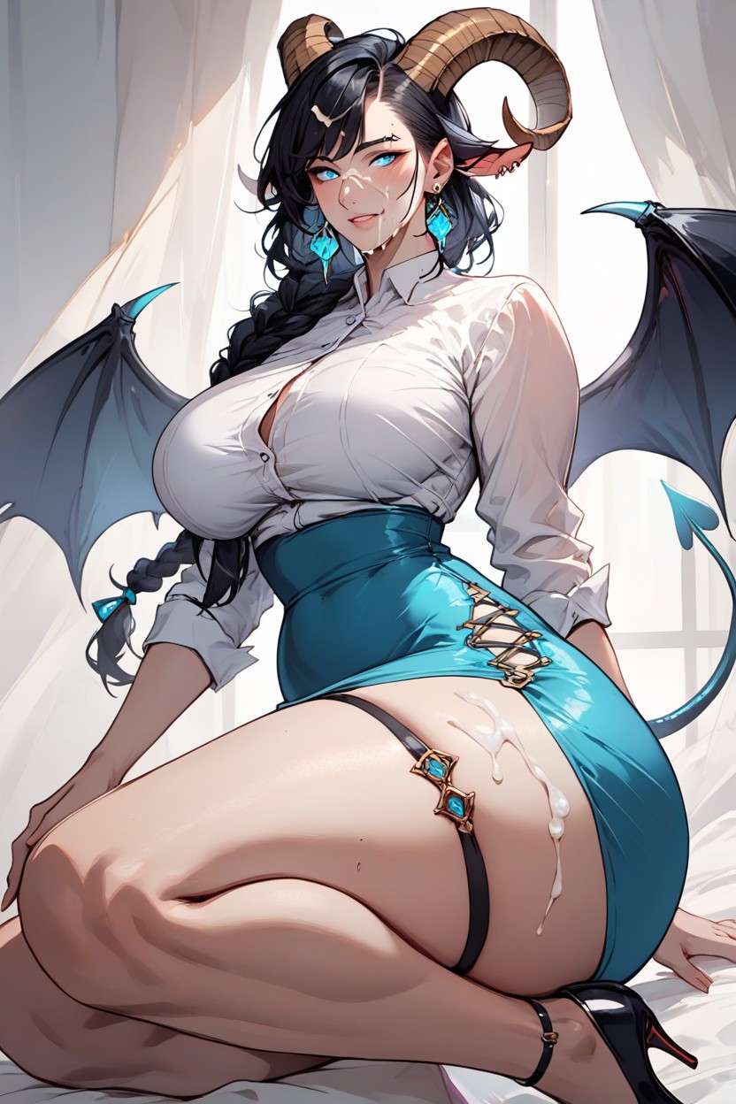 Aqua Blue Eyes With A Iris Piercing In The Eyebrow, Massive Ass, Thick BodyHentai IA