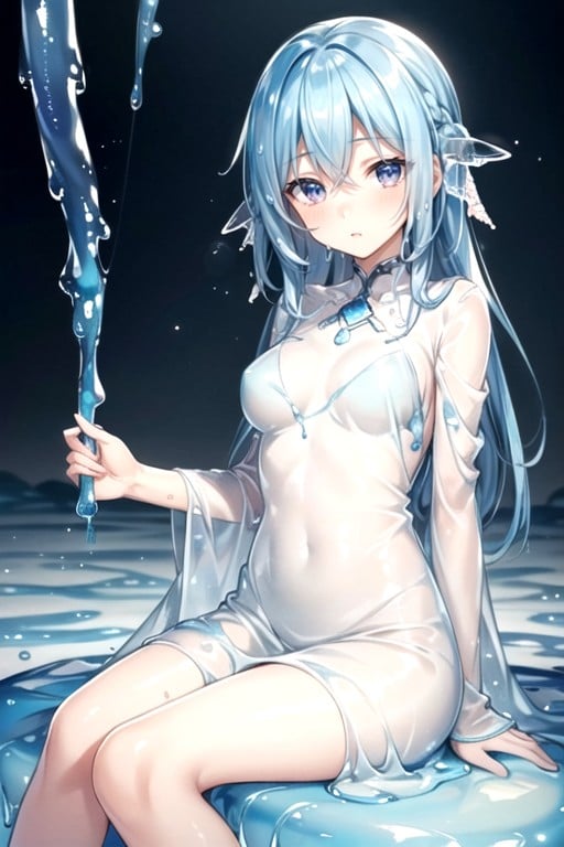 Garota Slime, Garota Slime, Cabelo Azul Hentai IA pornografia