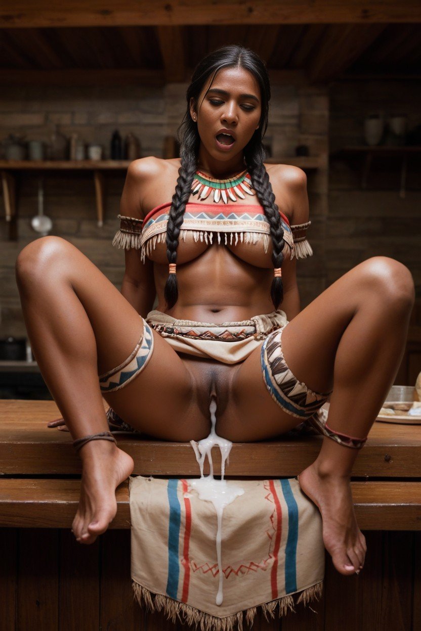 Legs Spread, Native American Woman, Hair In Two BraidsPorno IA transsexuelle