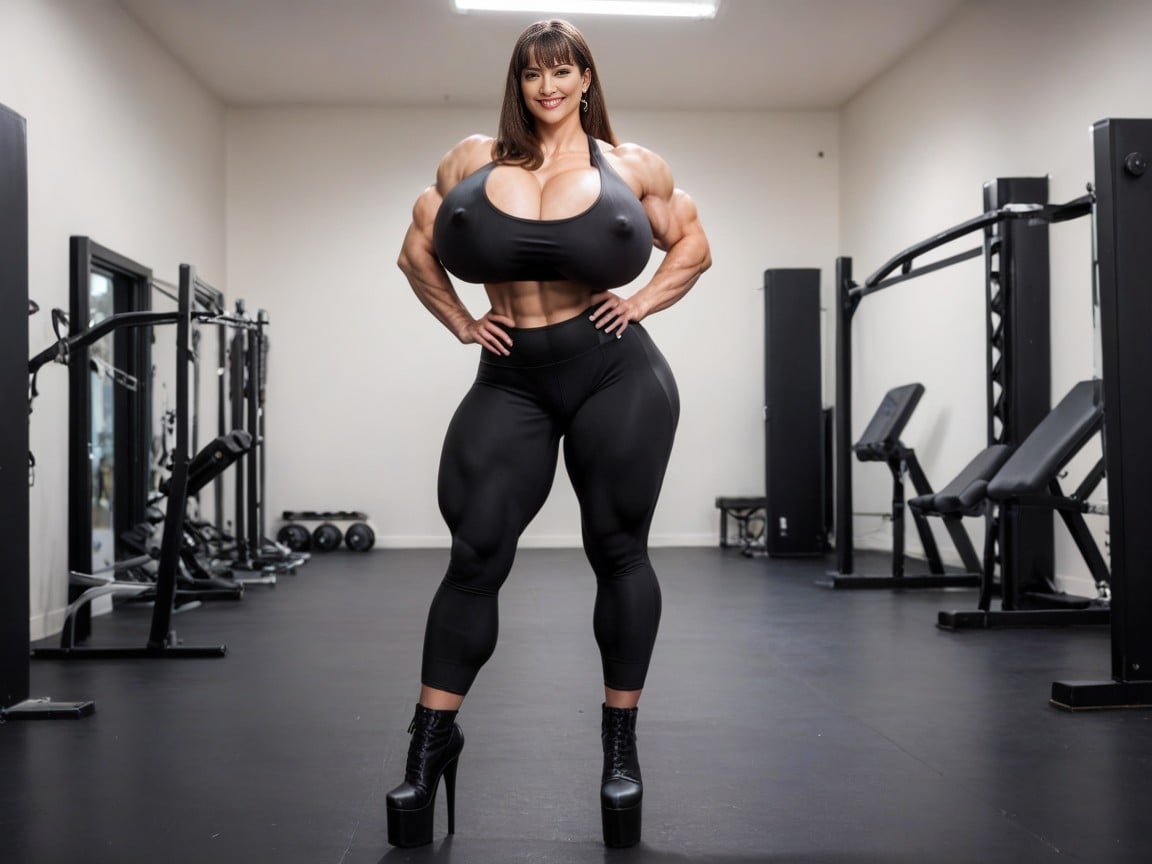 Bodybuilder, Franja, Massive Fat Tits Travesti IA Pornô