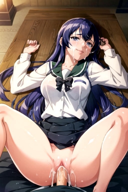 Busujima Saeko (high School Of The Dead), Chorando Feliz, Detailed Screencap Travesti IA Pornô