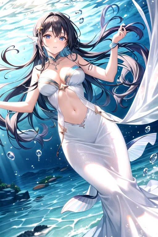 Under Water, Sea, She Riding On Mermaid's BackHentai KI Porno