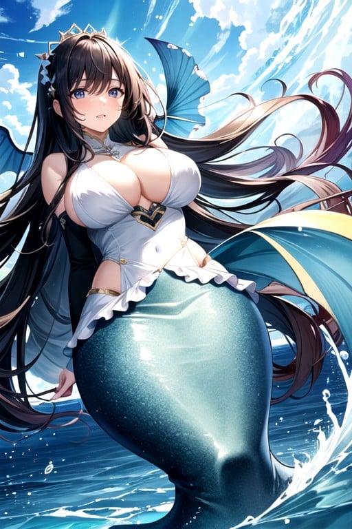 Two Women, One Woman Riding On Mermaid's Back, Under WaterHentai IA