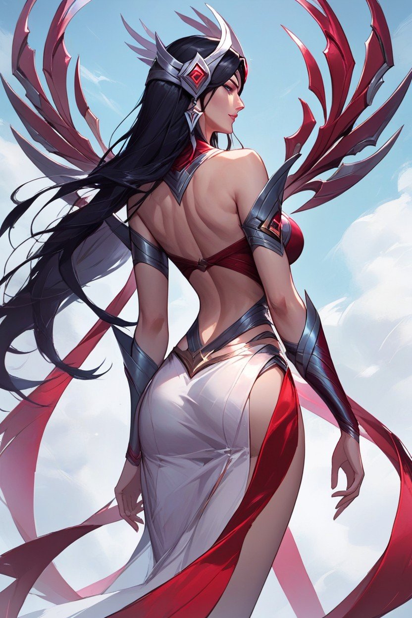 Irelia From League Of Legends, Rear View, Long Black HairニューハーフAIポルノ