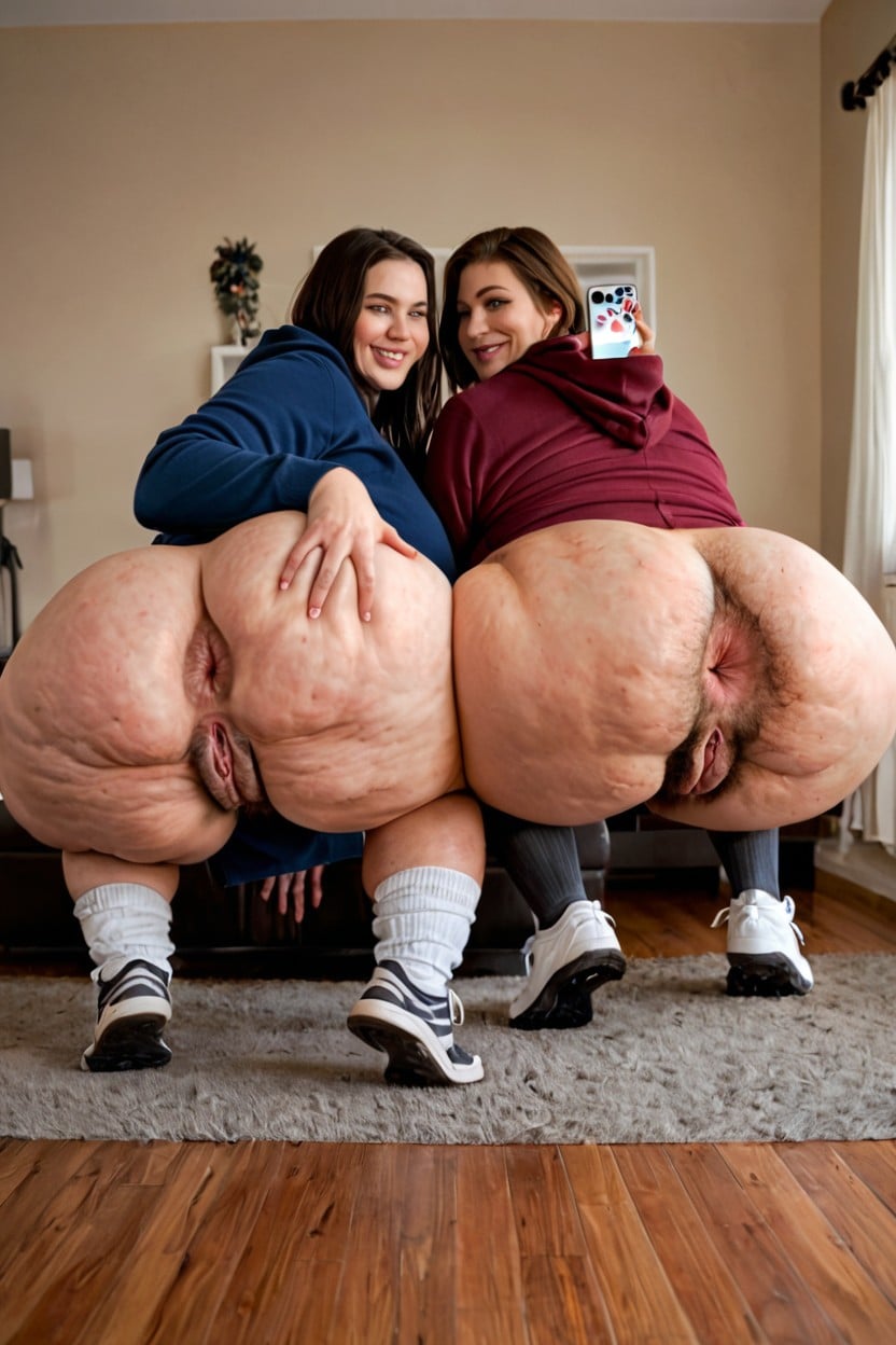 Squatting, Smiling, Stinky Asshole BBW AI Porn