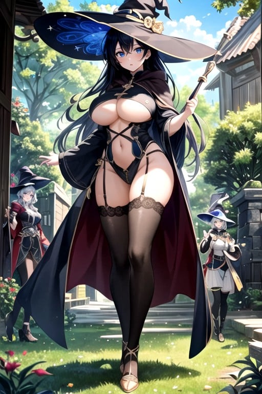 Underboob, Witch, 2 People Hentai AI Porn