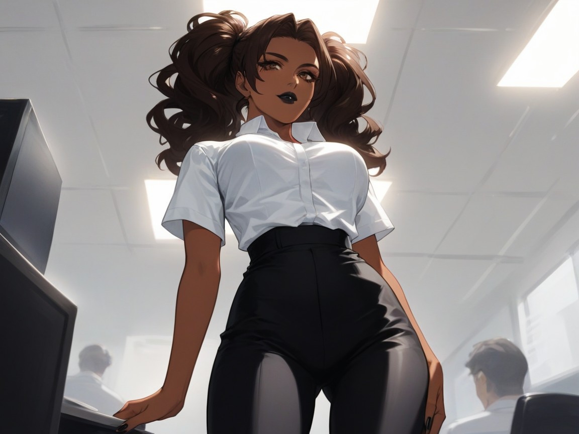 Slicked Brunette Pigtails, Matching Eyes, Brown Eyes Hentai AI Porn