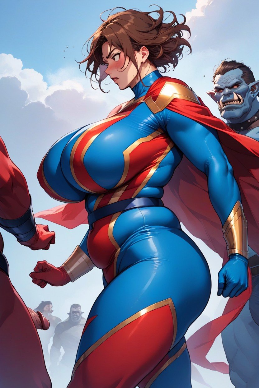 Milf, Super Woman Tight Suit, Dark Blue Suit With Some Red Colourssites.postSEOTitles