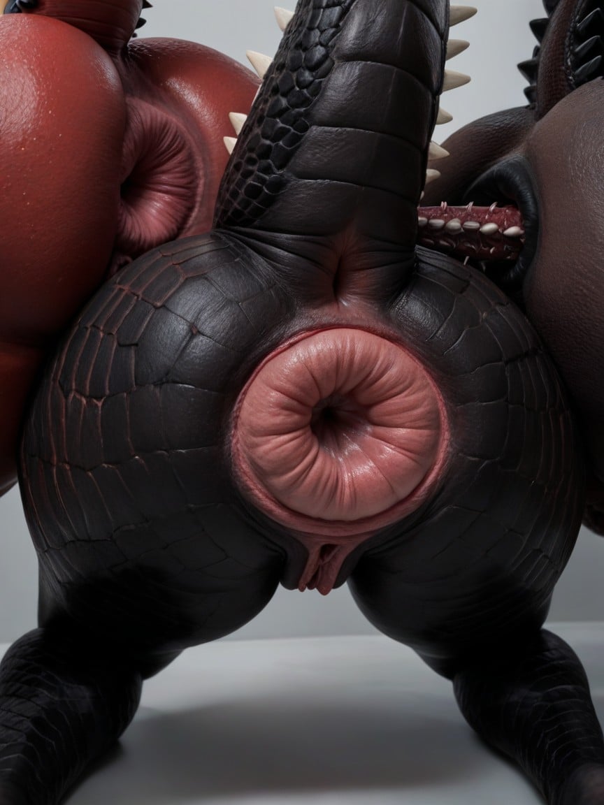 Hyper Open Anus, Pushing Giant Black Barbed Huge Ovipositor Into Anus, Ultra Focus On Anus Travesti IA Pornô