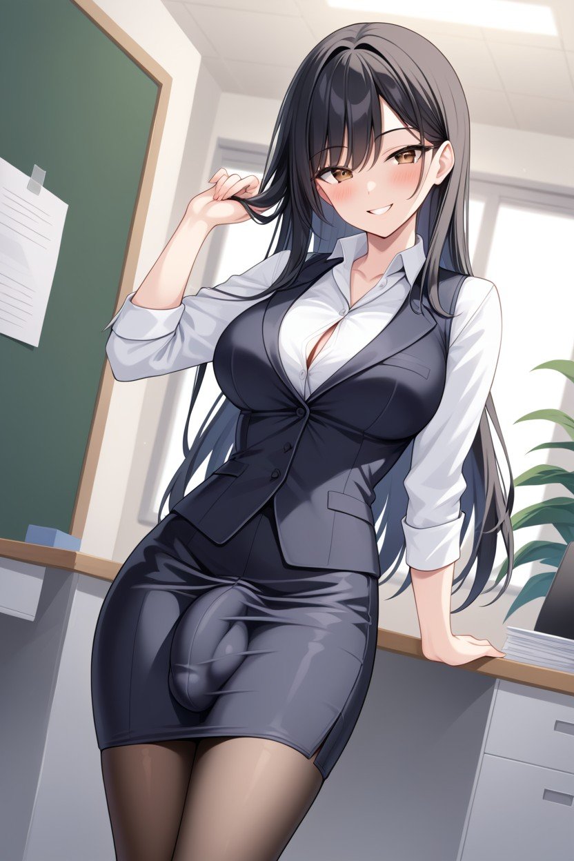 正常, Black Hair, Office人妖AI色情